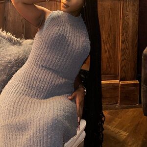 Sweater material Blue Zara midi dress